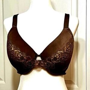 Ambrielle 40DD padded underwire bra brown w gold hilites